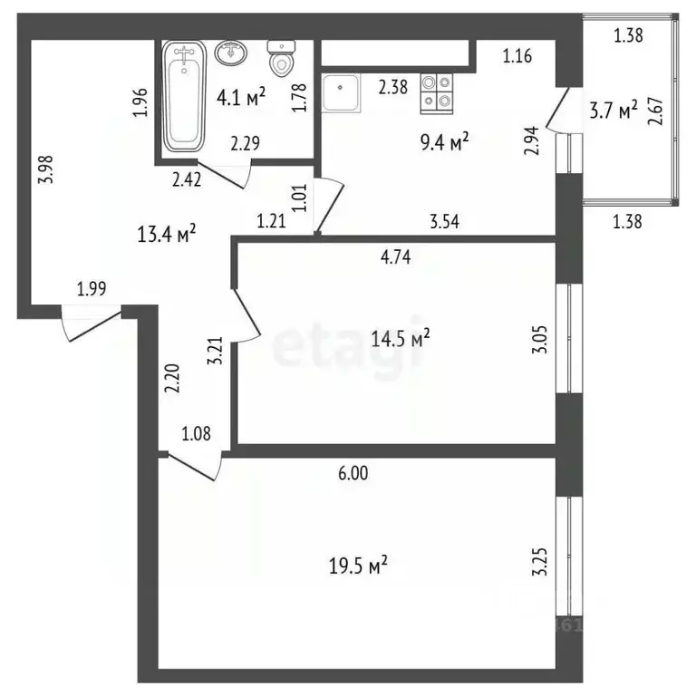 2-к кв. Краснодарский край, Анапа Парковая ул., 91к1 (60.8 м) - Фото 1