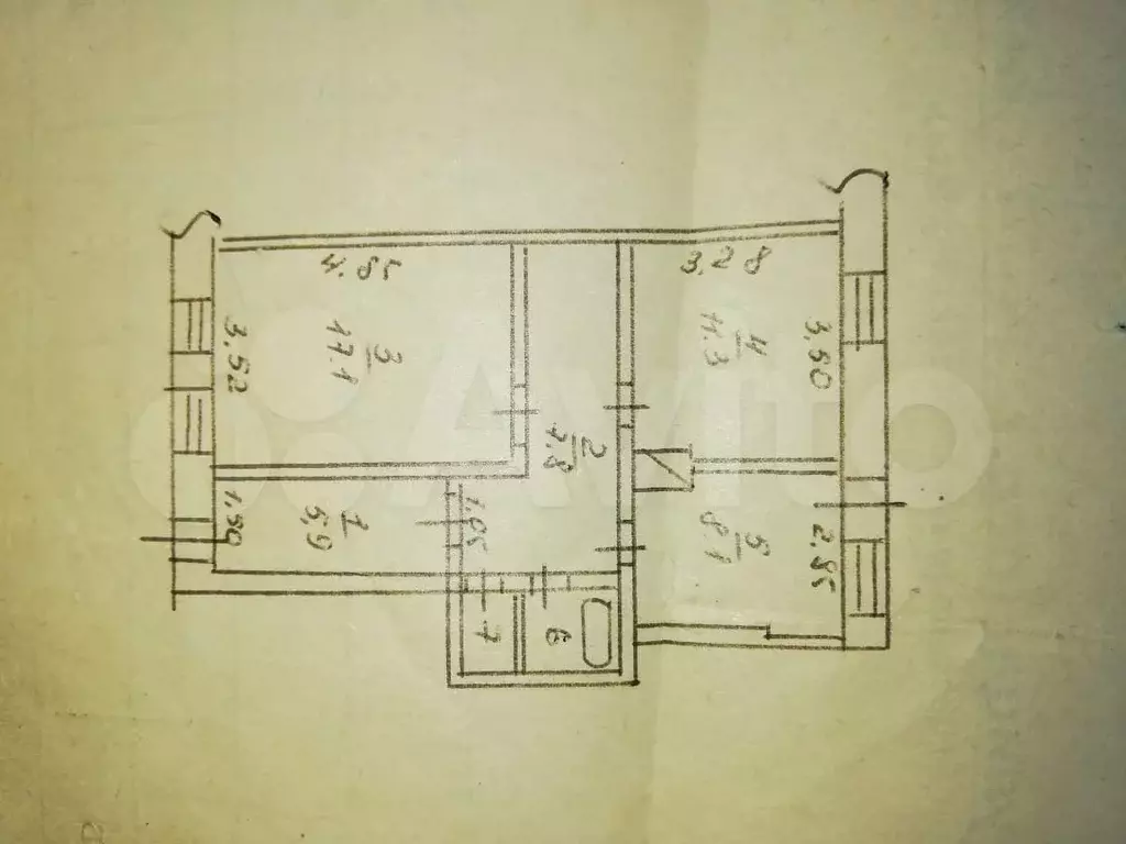 2-к. квартира, 54,5 м, 1/1 эт. - Фото 0