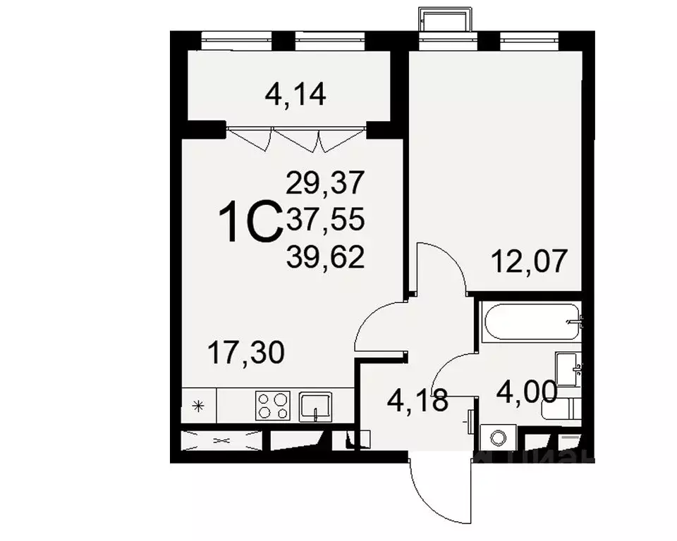 1-к кв. Тульская область, Тула ул. Коминтерна, 44 (39.62 м) - Фото 0