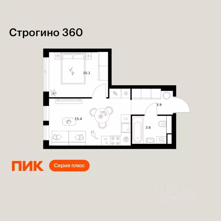 1-к кв. Москва Строгино 360 жилой комплекс, 1.2 (33.0 м) - Фото 1
