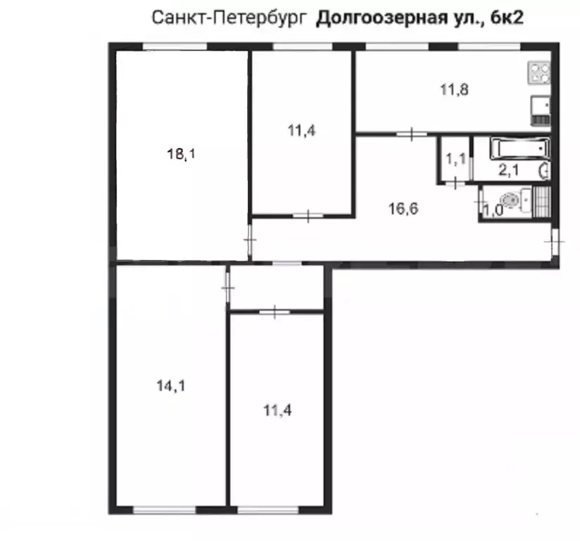 Комната Санкт-Петербург Долгоозерная ул., 6К1 (14.1 м) - Фото 1