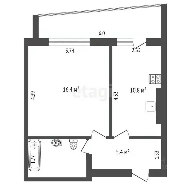 1-к кв. Омская область, Омск ул. 24-я Северная, 204к1 (37.4 м) - Фото 2