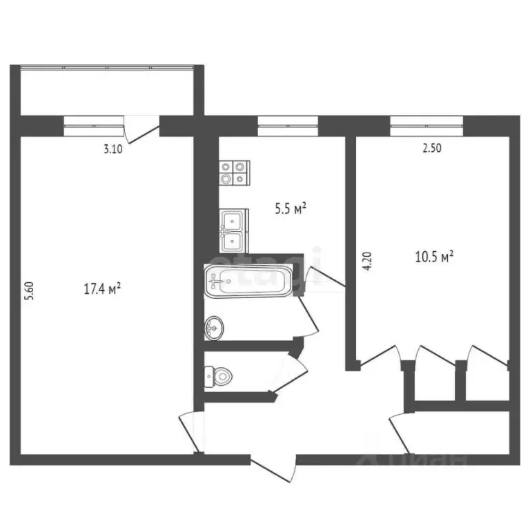 2-к кв. Камчатский край, Петропавловск-Камчатский просп. Победы, 4 ... - Фото 1