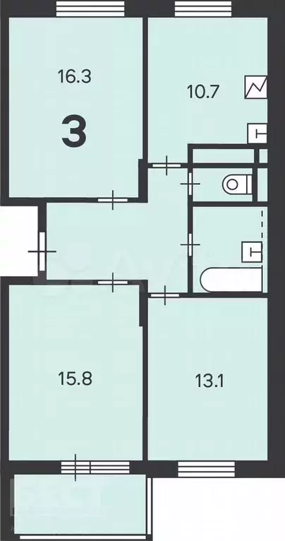 Аукцион: 3-к. квартира, 69,3 м, 5/19 эт. - Фото 0