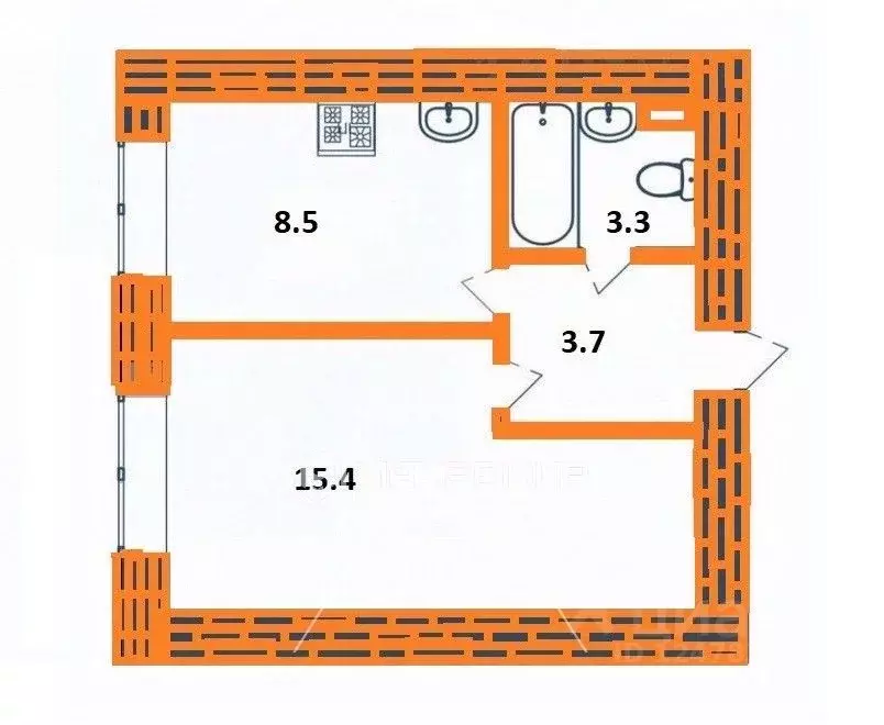 1-к кв. Санкт-Петербург ул. Бутлерова, 12 (31.0 м) - Фото 1