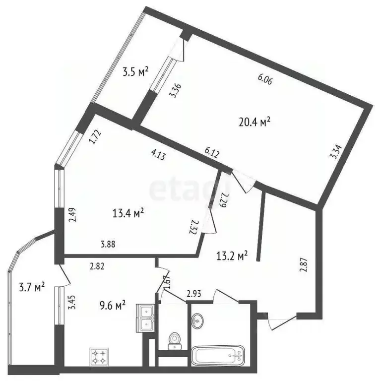2-к кв. Санкт-Петербург просп. Маршала Жукова, 41 (63.0 м) - Фото 0