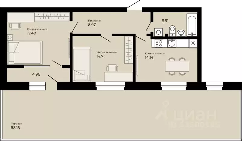 2-к кв. Свердловская область, Сухой Лог ул. Белинского, 40 (66.3 м) - Фото 1