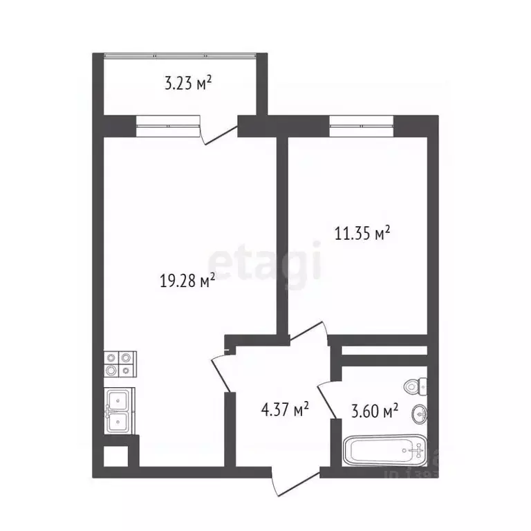 1-к кв. Тюменская область, Тюмень ул. Тимофея Чаркова, 28 (39.4 м) - Фото 1