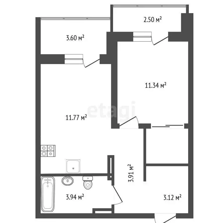 1-комнатная квартира: деревня Дударева, улица Сергея Джанбровского, ... - Фото 1