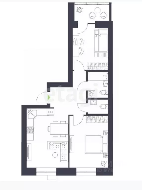 2-к кв. Татарстан, Пестречинский район, Шигалеевское с/пос, с. Новое ... - Фото 2