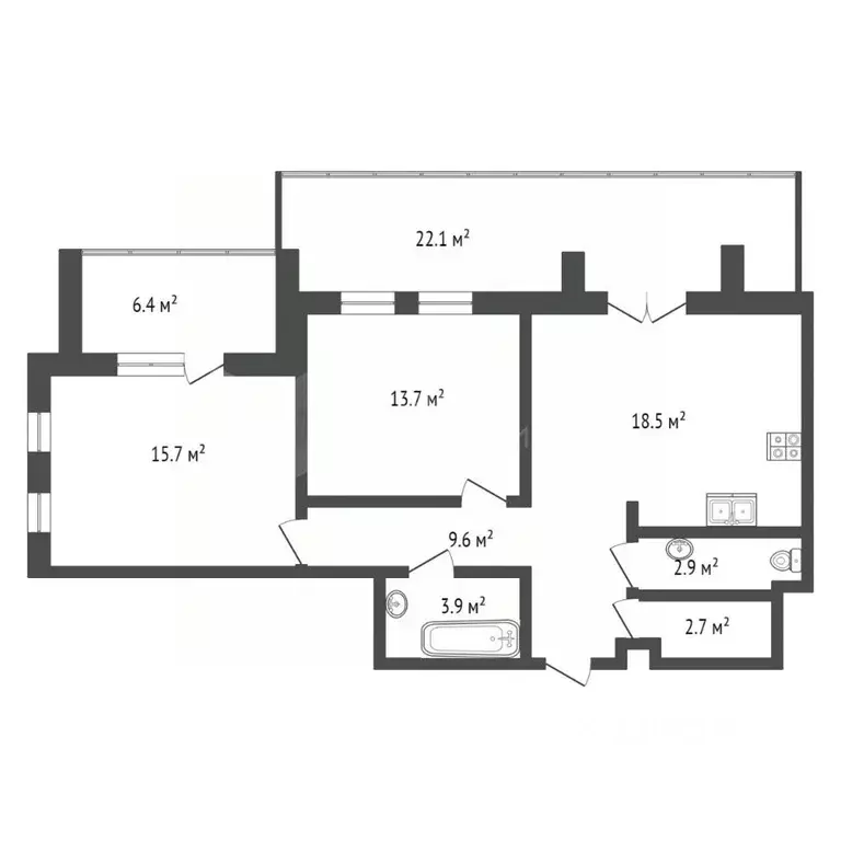 2-к кв. Тюменская область, Тюмень ул. Сергея Свиридова, 5 (67.0 м) - Фото 1