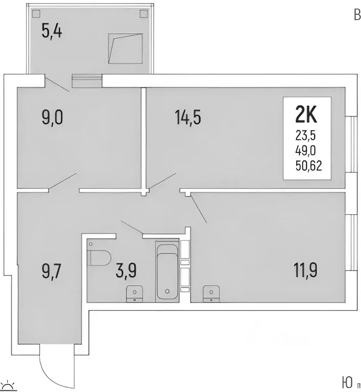 2-к кв. Новосибирская область, Новосибирск ул. Ватутина, 93/3 (50.0 м) - Фото 1