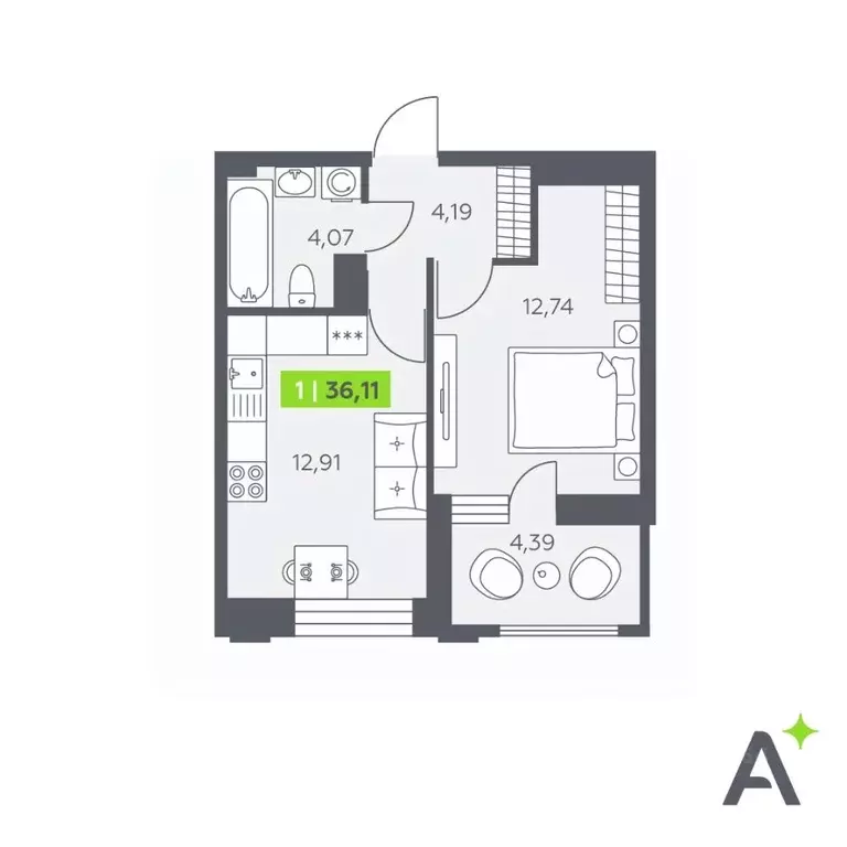 1-к кв. Ленинградская область, Всеволожский район, Заневское городское ... - Фото 0