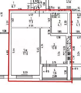 1-к. квартира, 43,6 м, 2/9 эт. - Фото 1