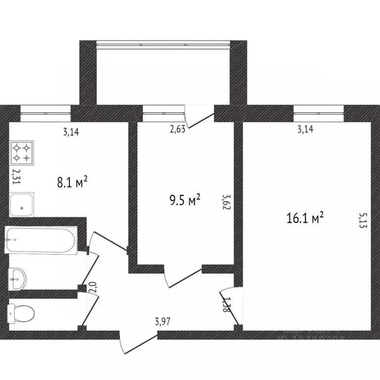 2-к кв. Коми, Сыктывкар Сысольское ш., 17/1 (44.4 м) - Фото 1