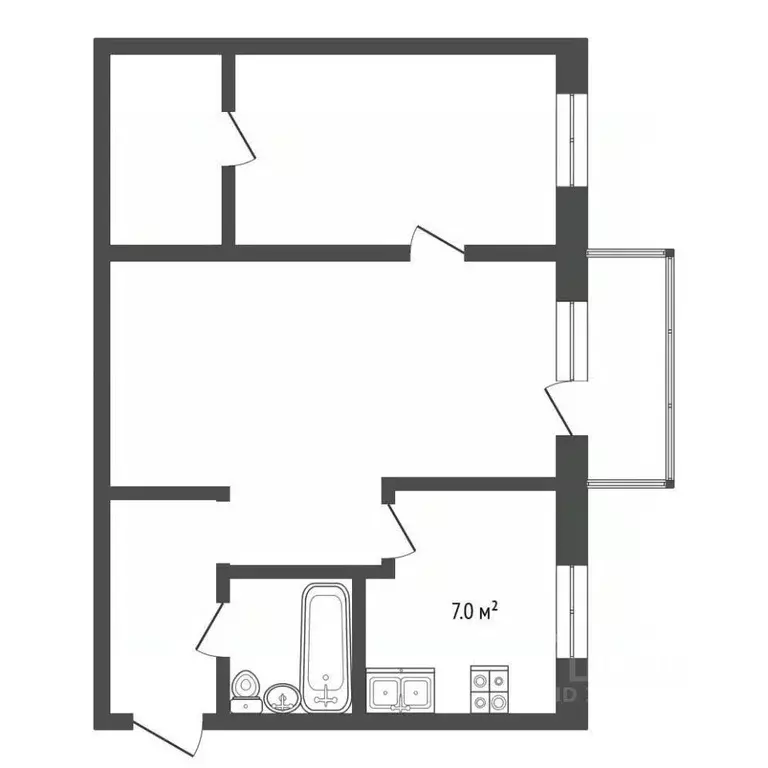 2-к кв. Тюменская область, Тюмень проезд Геологоразведчиков, 42 (44.2 ... - Фото 0