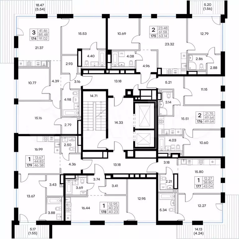 3-к. квартира, 91 м, 3/8 эт. - Фото 1