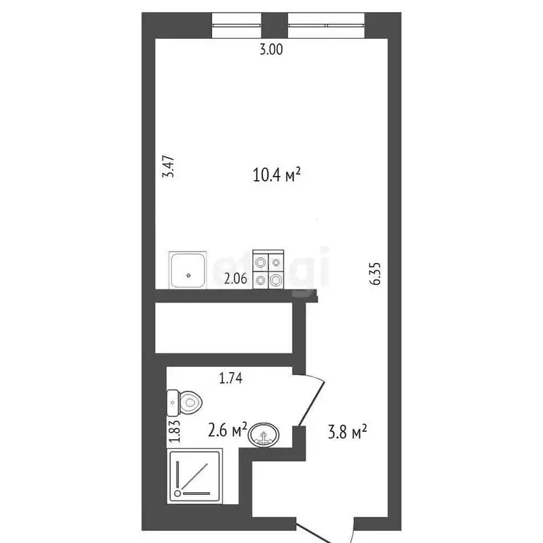 Квартира-студия: Тюмень, Харьковская улица, 76 (20.3 м) - Фото 1