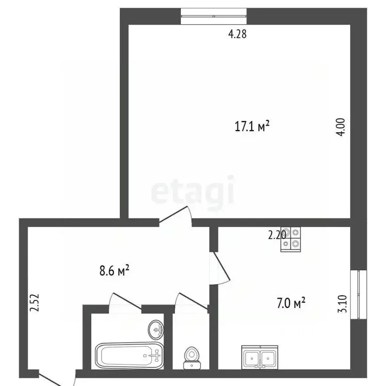 1-к кв. Крым, Симферополь ул. Дыбенко (39.0 м) - Фото 2