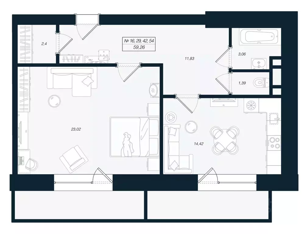 2-к кв. Ленинградская область, Выборгский район, Рощино пгт ул. ... - Фото 1