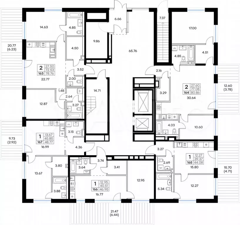 1-к. квартира, 44,1 м, 1/8 эт. - Фото 1