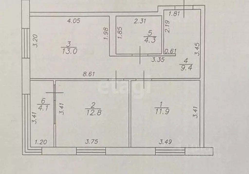 2-к кв. Татарстан, Казань ул. Новаторов, 8А (55.5 м) - Фото 2