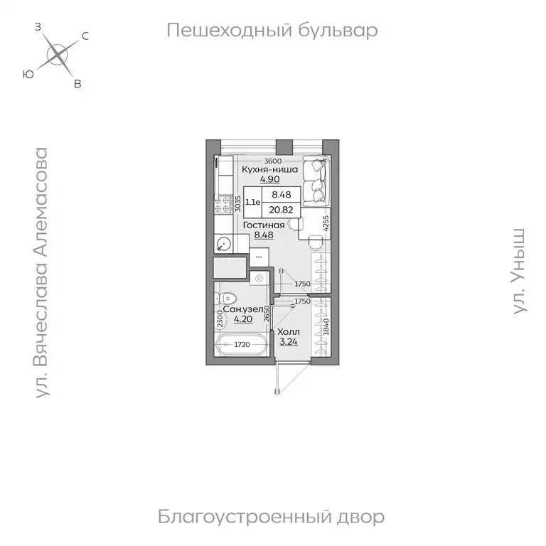 1-комнатная квартира: республика татарстан, казань, приволжский район . - Фото 0