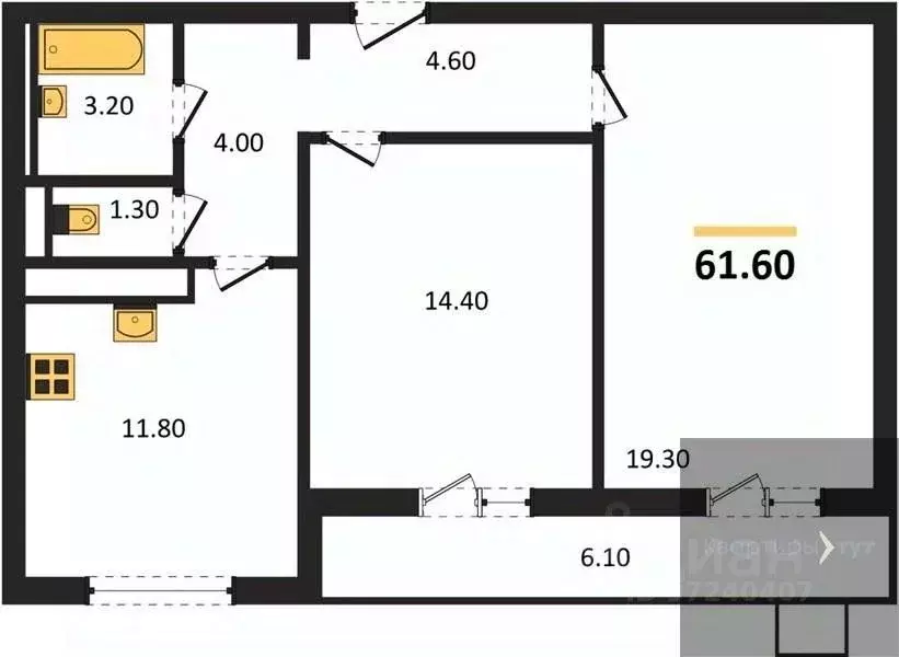 2-к кв. Воронежская область, Воронеж ул. Загоровского, 5/4 (61.6 м) - Фото 0