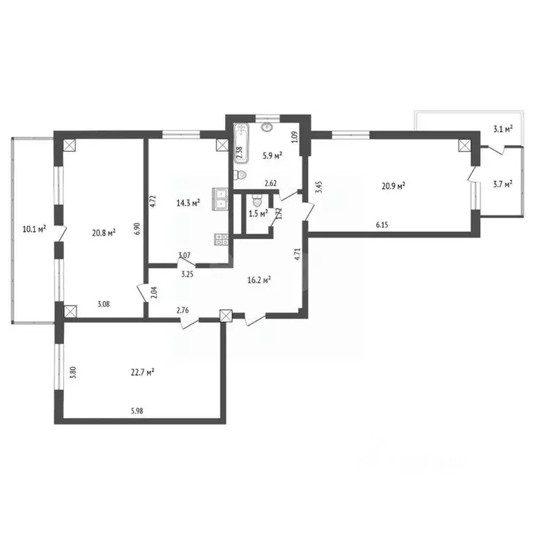 3-к кв. Тюменская область, Тюмень Комсомольская ул., 75 (103.0 м) - Фото 2