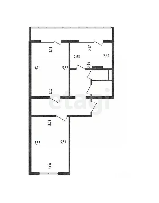 2-к кв. Белгородская область, Белгород ул. Есенина, 50а (58.0 м) - Фото 2