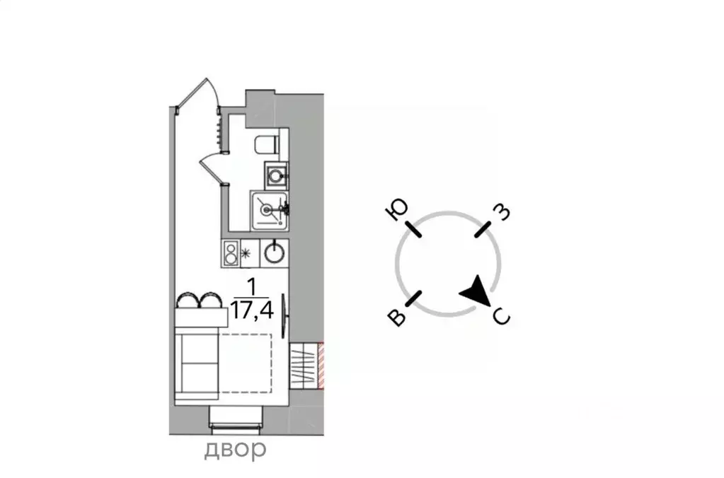 Студия Москва Страстной бул., 4С3 (18.6 м) - Фото 1