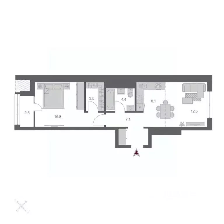 2-к кв. Новосибирская область, Новосибирск Беринг жилой квартал,  ... - Фото 1