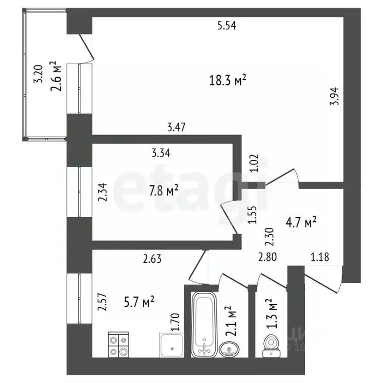 2-к кв. Башкортостан, Стерлитамак ул. Ибрагимова, 16 (39.9 м) - Фото 2