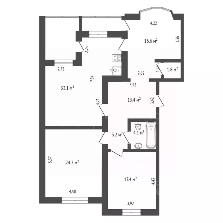 3-к кв. Тюменская область, Тюмень ул. Николая Федорова, 9 (117.0 м) - Фото 2
