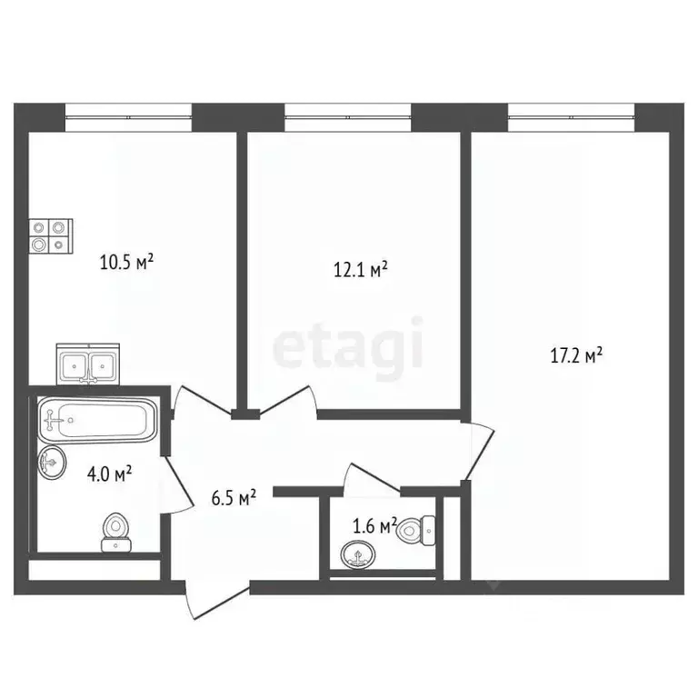 2-к кв. Московская область, Люберцы ул. Летчика Ларюшина, 4к2 (51.0 м) - Фото 2