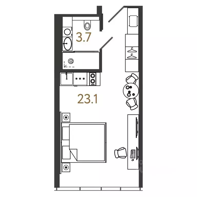 Студия Санкт-Петербург Ташкентская ул., 6к2 (26.8 м) - Фото 0