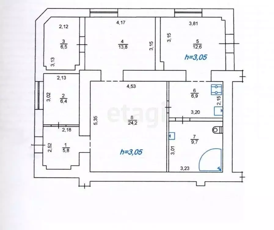 3-к кв. Севастополь ул. Генерала Петрова, 19 (85.9 м) - Фото 1