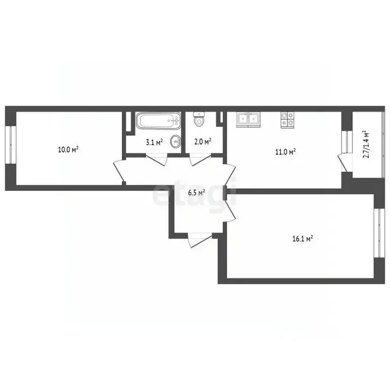 2-к кв. Московская область, Мытищи бул. Тенистый, 13 (49.2 м) - Фото 2