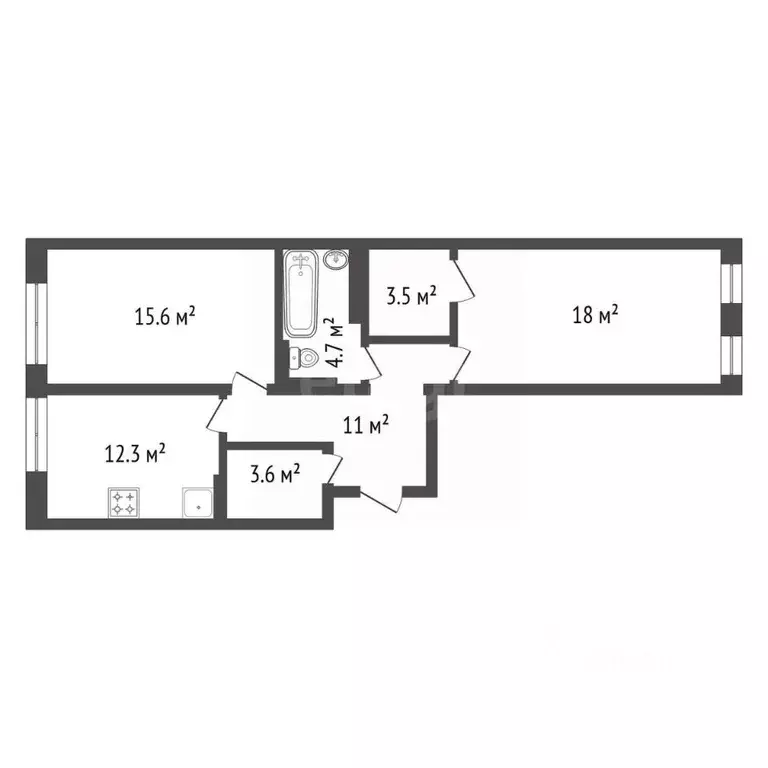 2-к кв. Красноярский край, Красноярск ул. Александра Матросова, 30Г ... - Фото 2