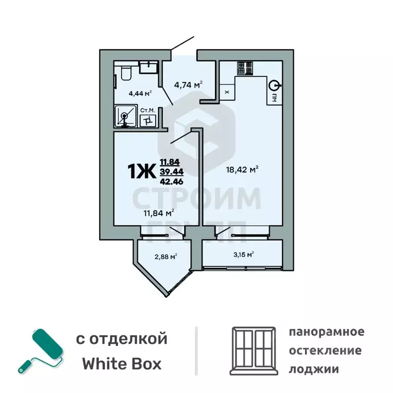 1-к кв. Владимирская область, Ковров ул. Строителей, 43/1 (42.46 м) - Фото 0