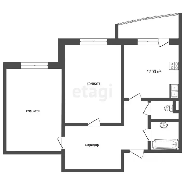 2-к кв. Ханты-Мансийский АО, Сургут ул. Маяковского, 10 (60.1 м) - Фото 1