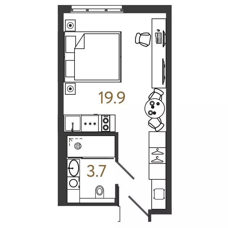 Квартира-студия: Санкт-Петербург, Ташкентская улица, 6к2 (23.6 м) - Фото 0