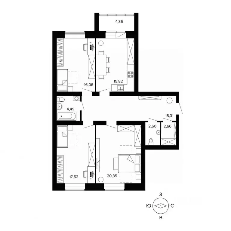 3-к кв. Свердловская область, Березовский бул. Малахитовый (102.4 м) - Фото 1