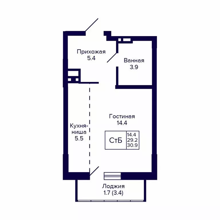 Квартира-студия: Новосибирск, улица Коминтерна, 1с (30.9 м) - Фото 0