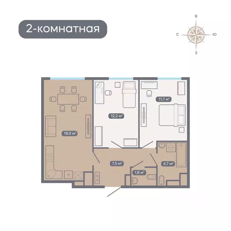 2-к кв. Нижегородская область, Нижний Новгород Квартет жилой комплекс ... - Фото 2