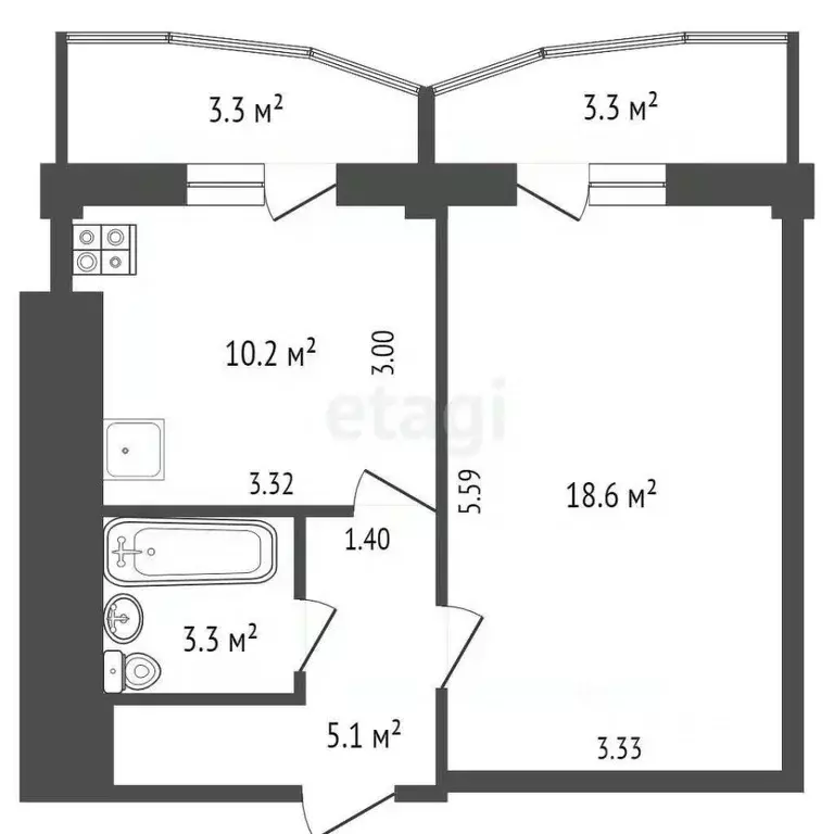 1-к кв. Калужская область, Калуга Аллейная ул., 2 (37.2 м) - Фото 2