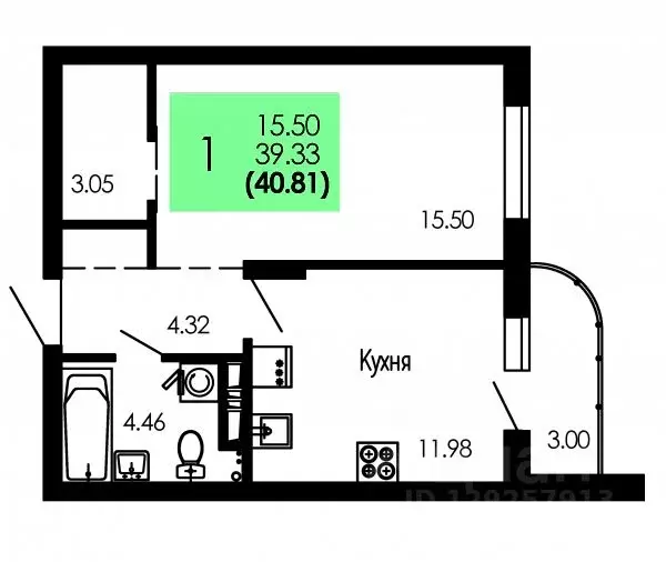 1-к кв. Воронежская область, Воронеж Оникс жилой комплекс (40.81 м) - Фото 1