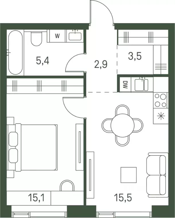 1-к кв. Москва Моментс жилой комплекс, к2.1 (42.4 м) - Фото 0