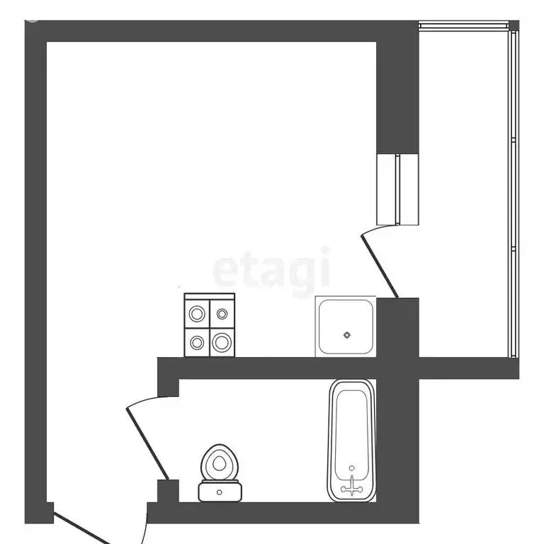 Квартира-студия: Тюмень, улица Республики, 248 (15.3 м) - Фото 1