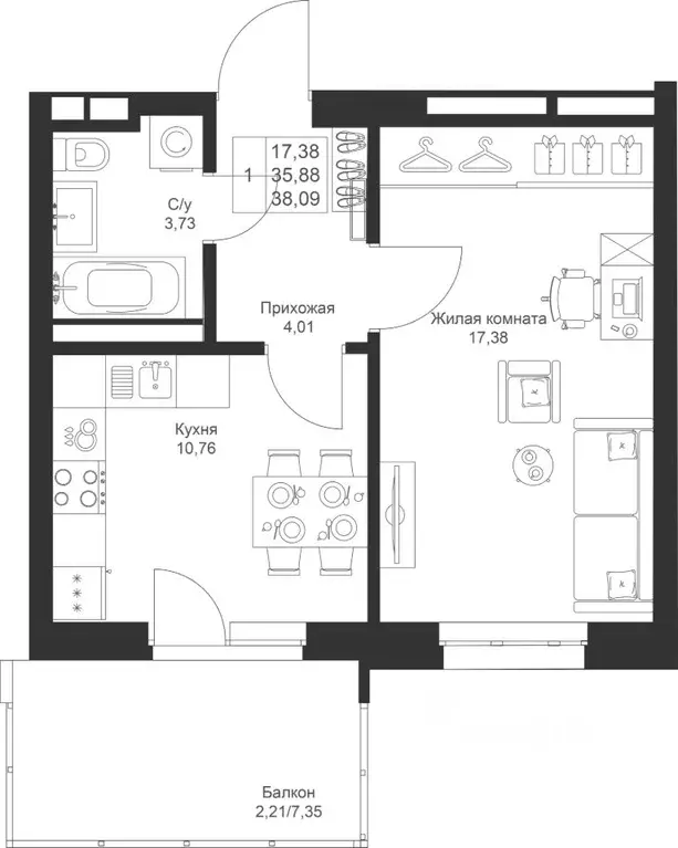 1-к кв. Татарстан, Лаишевский район, Столбищенское с/пос, с. Усады ул. ... - Фото 1